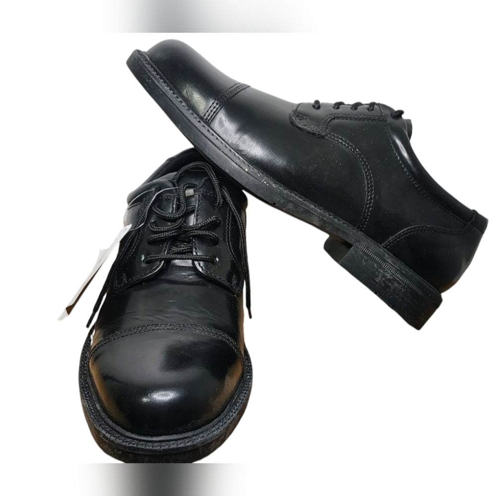Deer Stags Black Oxfords Polished Leather Cap-Toe - Picture 2 of 5